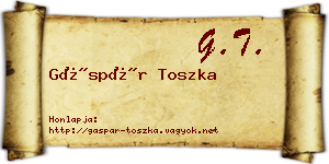 Gáspár Toszka névjegykártya